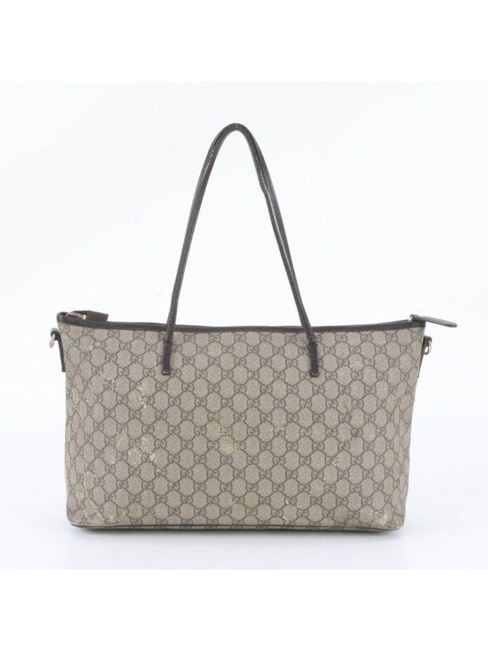Gucci GG Supreme Leather Tote Bag Shoulder Hand Brown - Picture 3 of 12